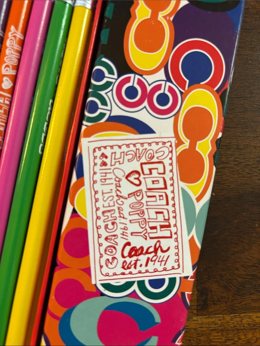 Coach Colorful Poppy Pencil Set - Red, Purple, Orange, Pink, Green, Yellow